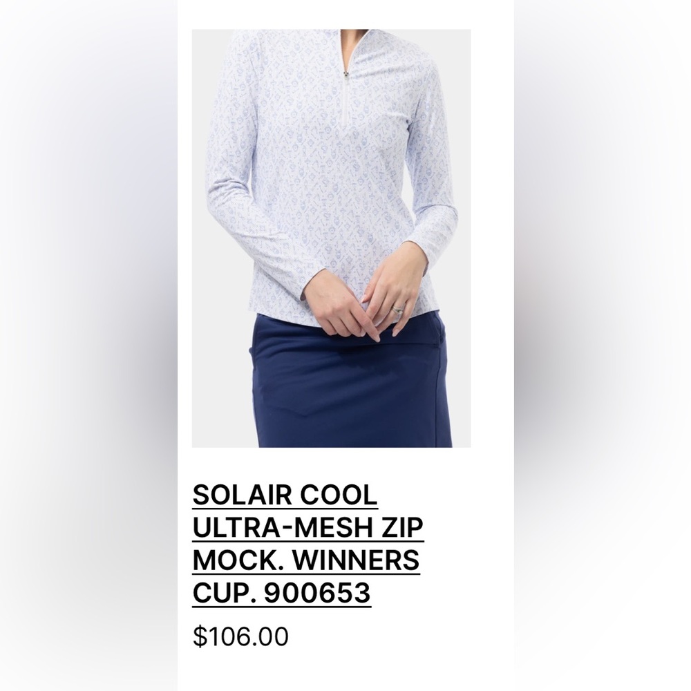 SanSoleil SOLAIR COOL ULTRA-MESH ZIP MOCK